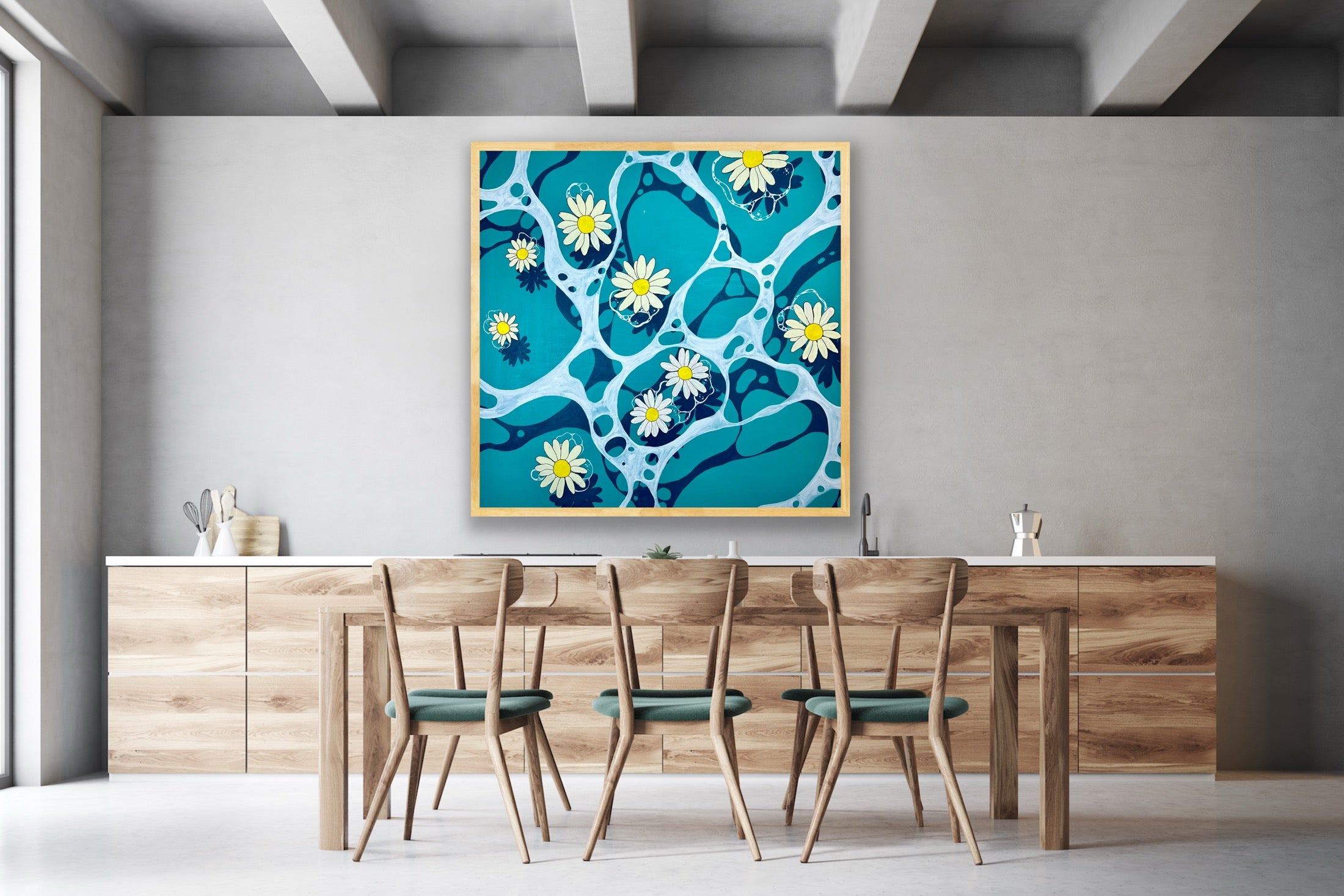 Etrarium 　Daydreamer Canvas Yayoi Kusama Long Framed Canvas – Large Horizontal Japanese